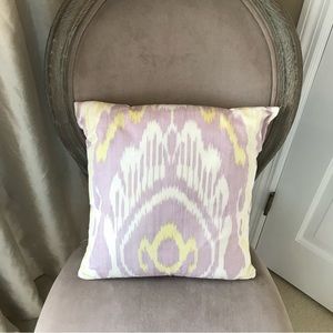 Set of two ikat purple and green throw pillows
